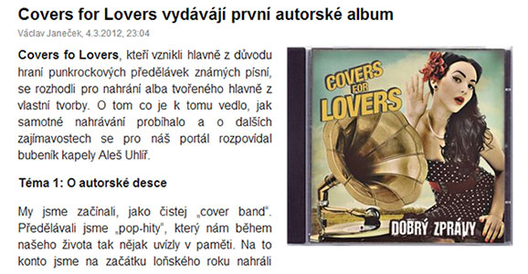 Covers for Lovers vydávájí první autorské album